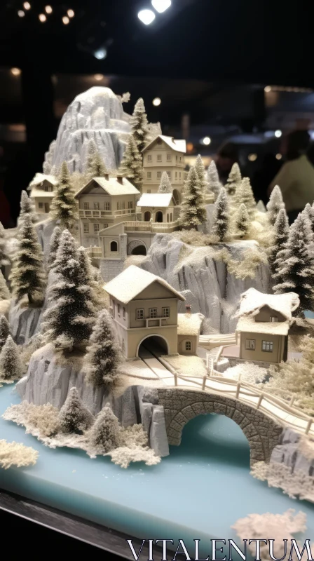 Captivating Paper Town: A Snowy Miniature Delight AI Image