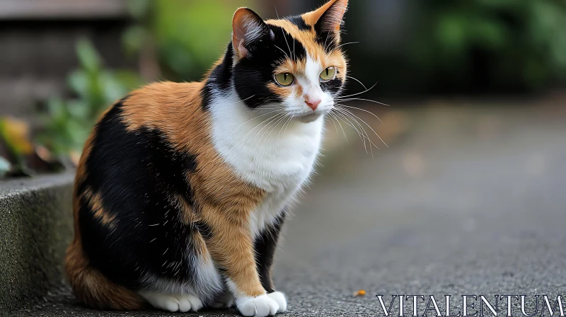 Outdoor Calico Cat Close-Up AI Image