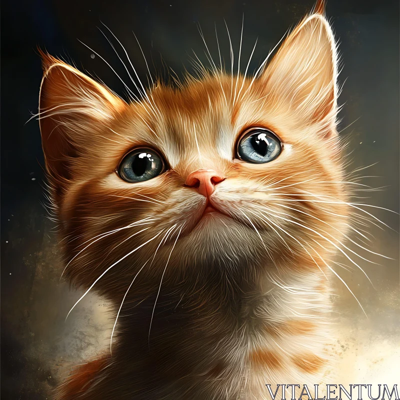 Charming Kitten Close-Up with Blue Eyes AI Image