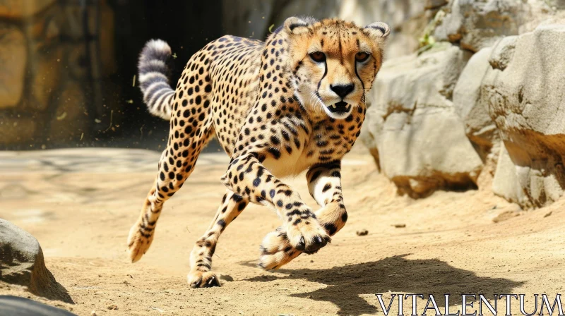 Graceful Cheetah Running in the Desert AI Image
