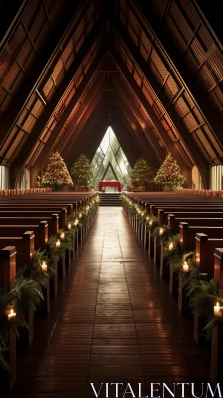 Romantic Church Interior with Christmas Decorations | Unreal Engine 5 AI Image