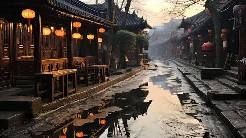 Serene Traditional Chinese Streets with Sparkling Water Reflections