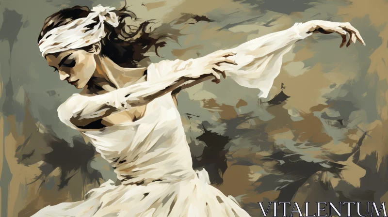 Serene Woman in White Dress Painting AI Image