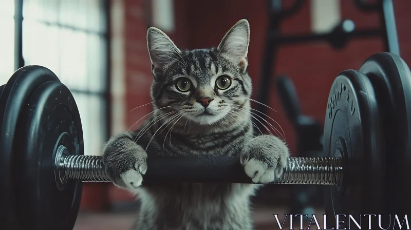 AI ART Cute Cat in Fitness Gym