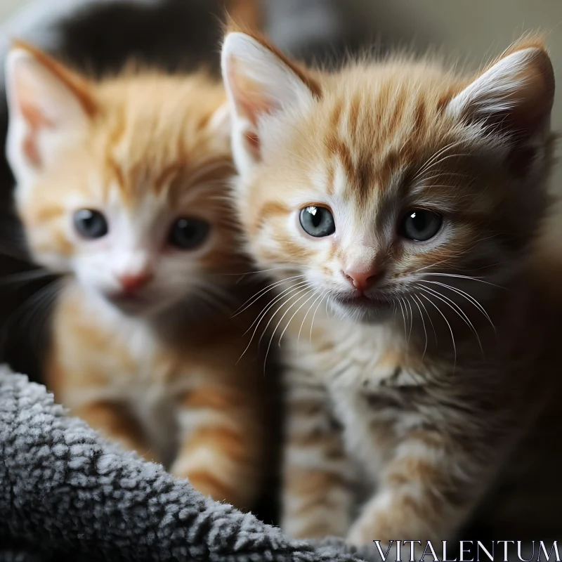 Cute Orange Kittens with Blue Eyes AI Image