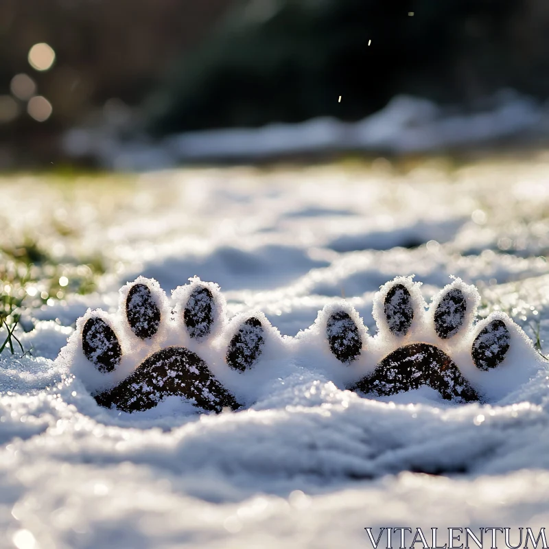 Charming Dog Pawprints in the Snow AI Image