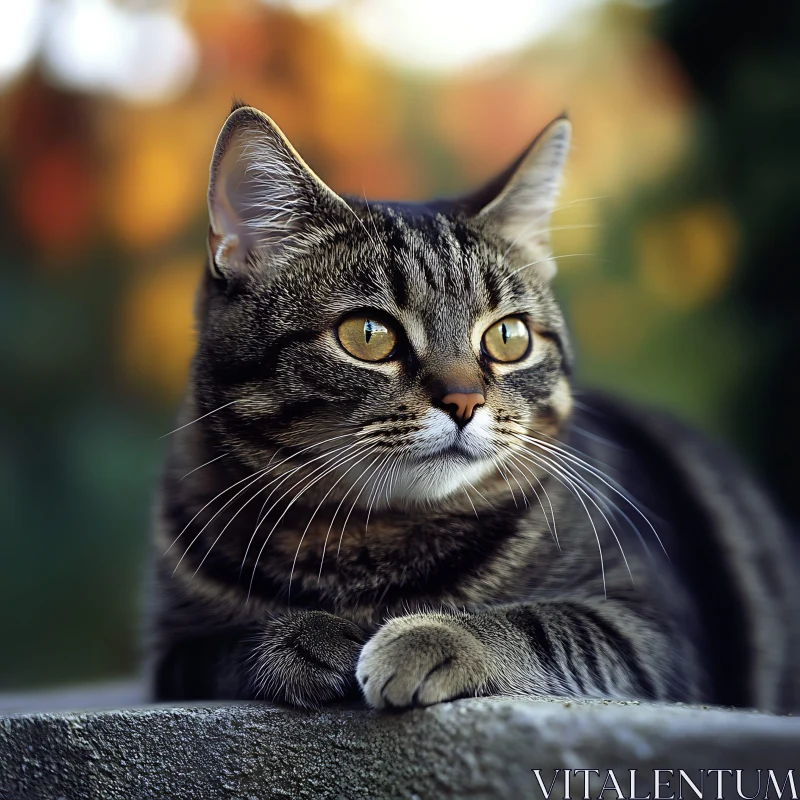 Tabby Cat Portrait with Intricate Fur Patterns AI Image