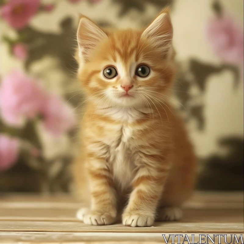 Cute Ginger Kitten Portrait AI Image