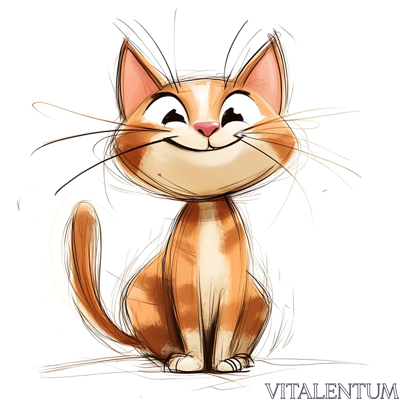 Cute Cartoon Cat with Big Smile AI Image