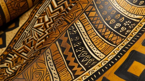 Intricate Geometric Patterns on African Drum - Close-Up Photo