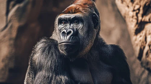 Powerful Gorilla Portrait in Natural Setting