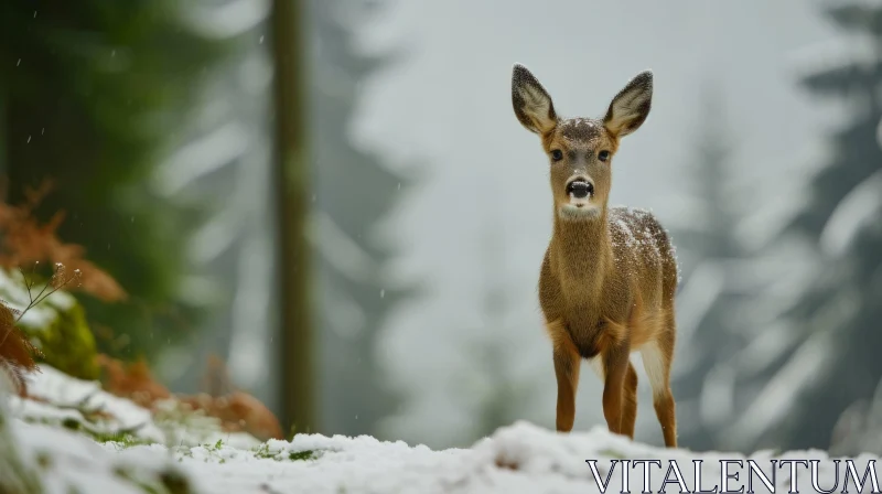 Winter Beauty: Majestic Deer in Snow AI Image