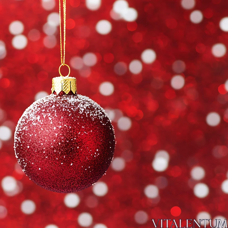 Festive Red Christmas Decoration with Sparkling Lights AI Image