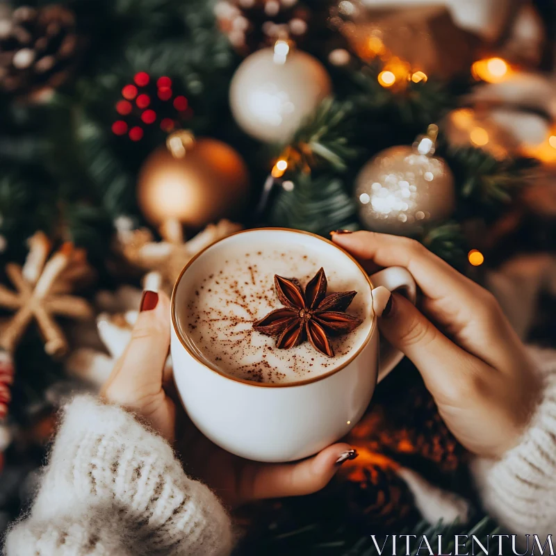 Holiday Drink and Christmas Decorations AI Image