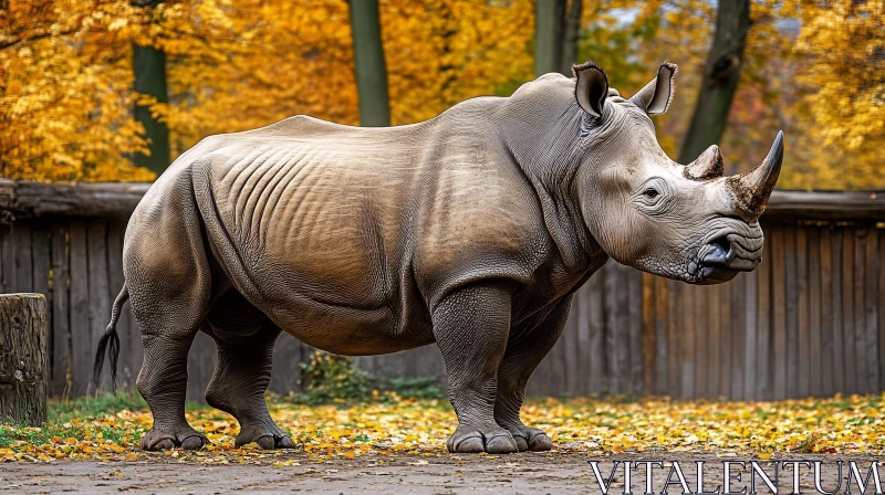 AI ART Rhinoceros in Golden Leaves