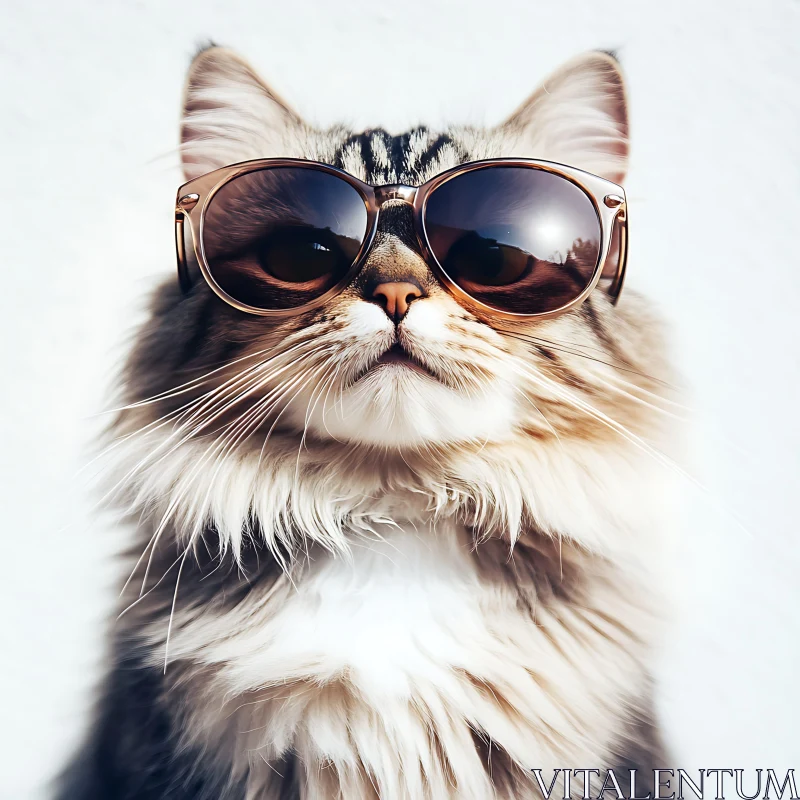 Fashionable Feline with Sunglasses AI Image