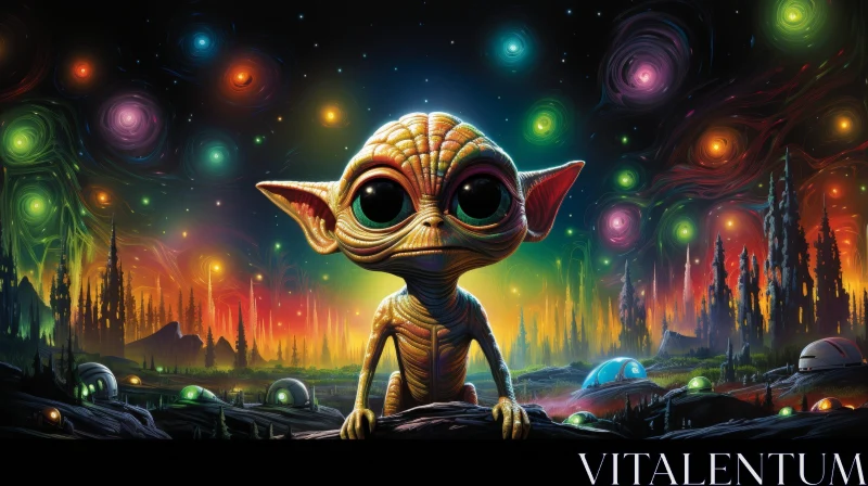 Alien Creature Digital Painting | Colorful Background AI Image