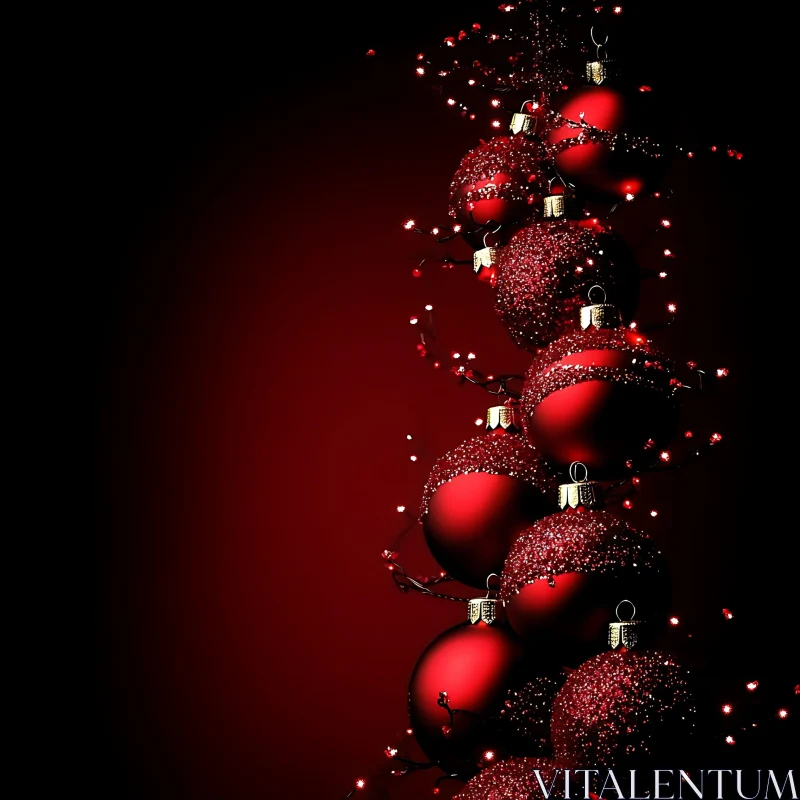 Festive Red Holiday Baubles with Lights AI Image