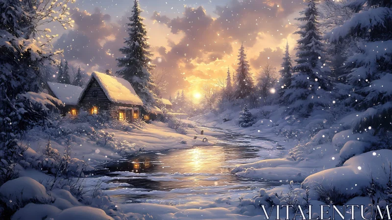 AI ART Peaceful Snow-Covered Landscape