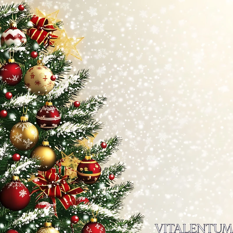 AI ART Festive Christmas Tree with Sparkly Ornaments