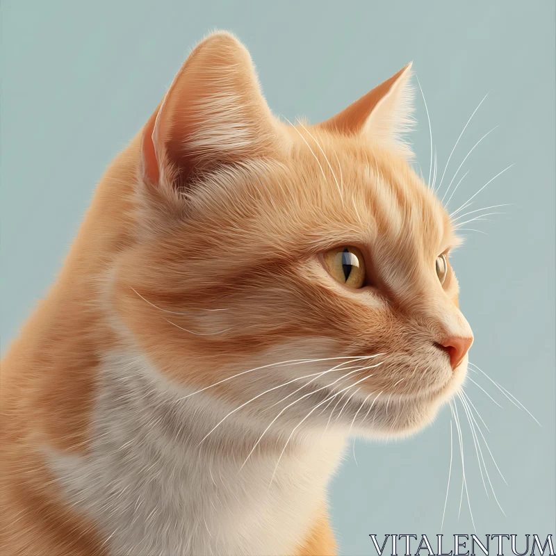 Focused Ginger Cat Portrait AI Image