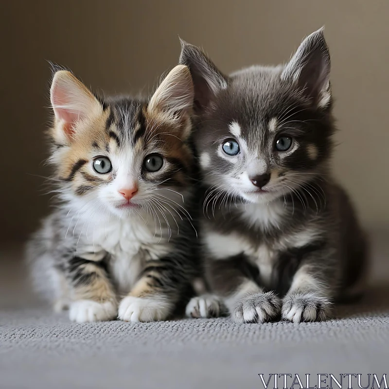 Cute Kittens Snuggling on a Soft Surface AI Image