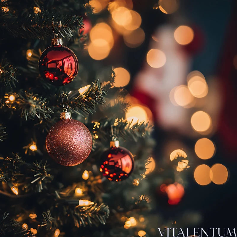 Festive Christmas Decorations with Warm Lighting AI Image