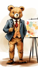 Bear Mascot in Manga Style - A Study in Warm Color Palette