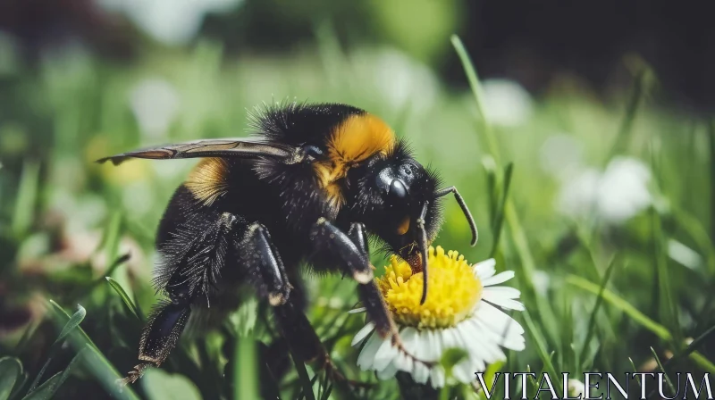 Bumblebee on Daisy: A Captivating Nature Moment AI Image