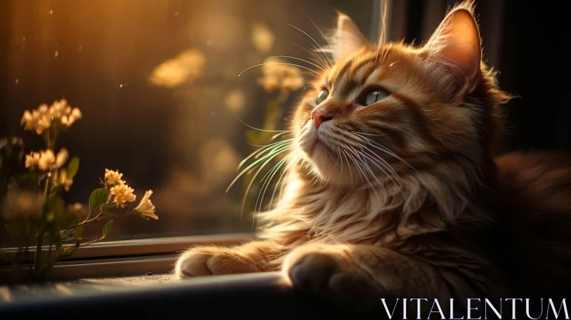 AI ART Ginger Cat Portrait in Sunlight