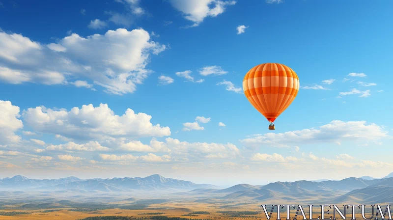 Hot Air Balloon Ride Over Mountain Landscape AI Image