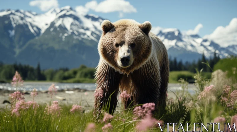 Majestic Bear in Mountain Wilderness - A Surreal Nature Portrait AI Image