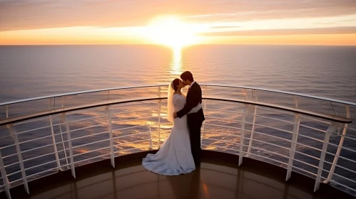 Romantic Wedding at Sea under the Amber Sky