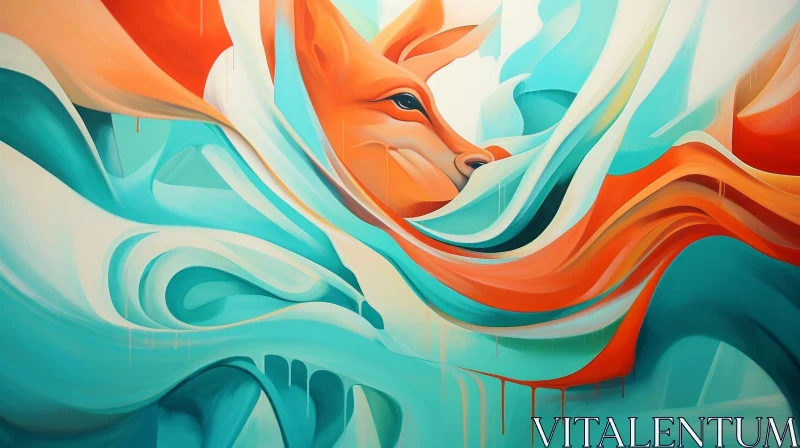Semi-Abstract Kangaroo Painting with Swirling Brushstrokes AI Image
