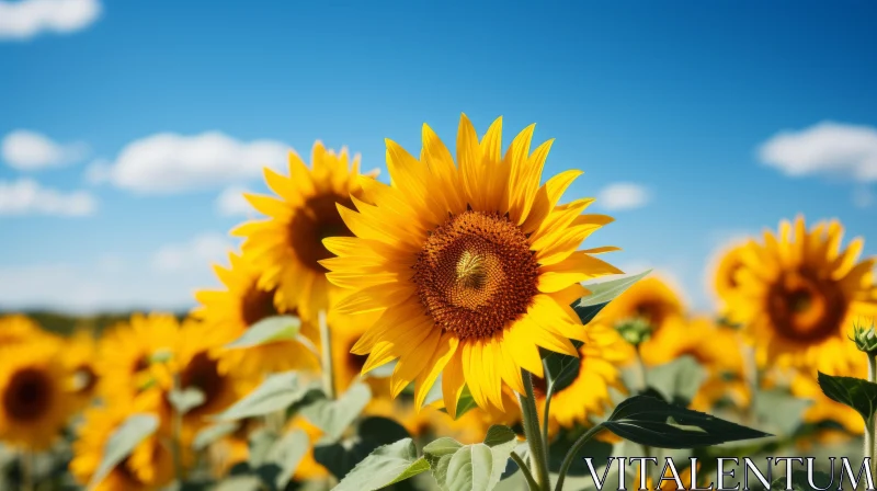 AI ART Sunflowers Under Blue Sky: An Image of Immaculate Perfectionism