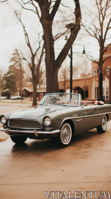 Vintage Convertible Car | Grey Convertible Car Parked on Street AI Image