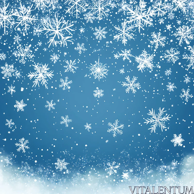 Intricate Snowflakes on a Blue Background AI Image