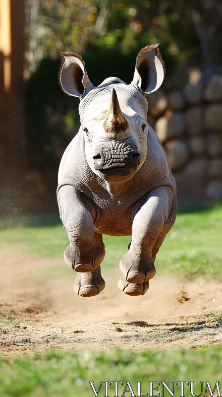 Playful Rhinoceros Mid-Run AI Image