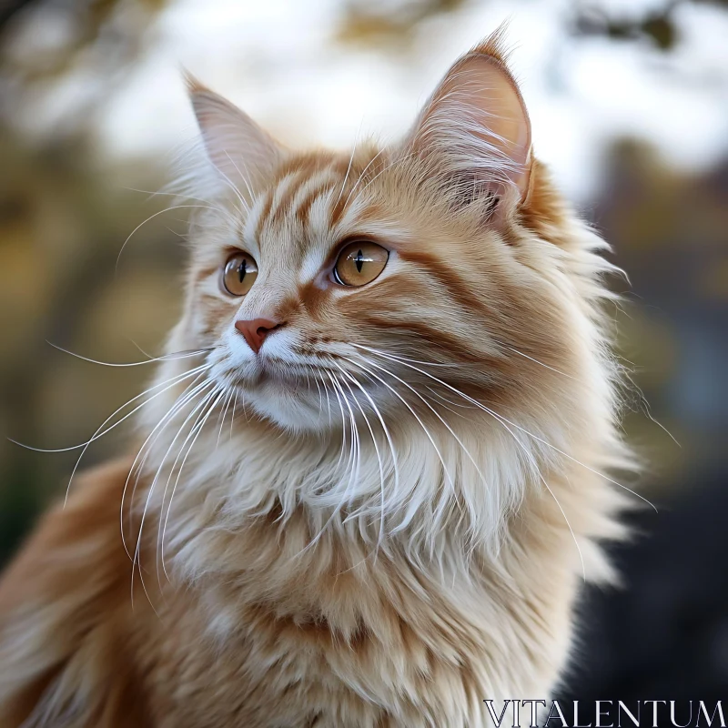 Fluffy Orange Tabby Cat with Amber Eyes AI Image