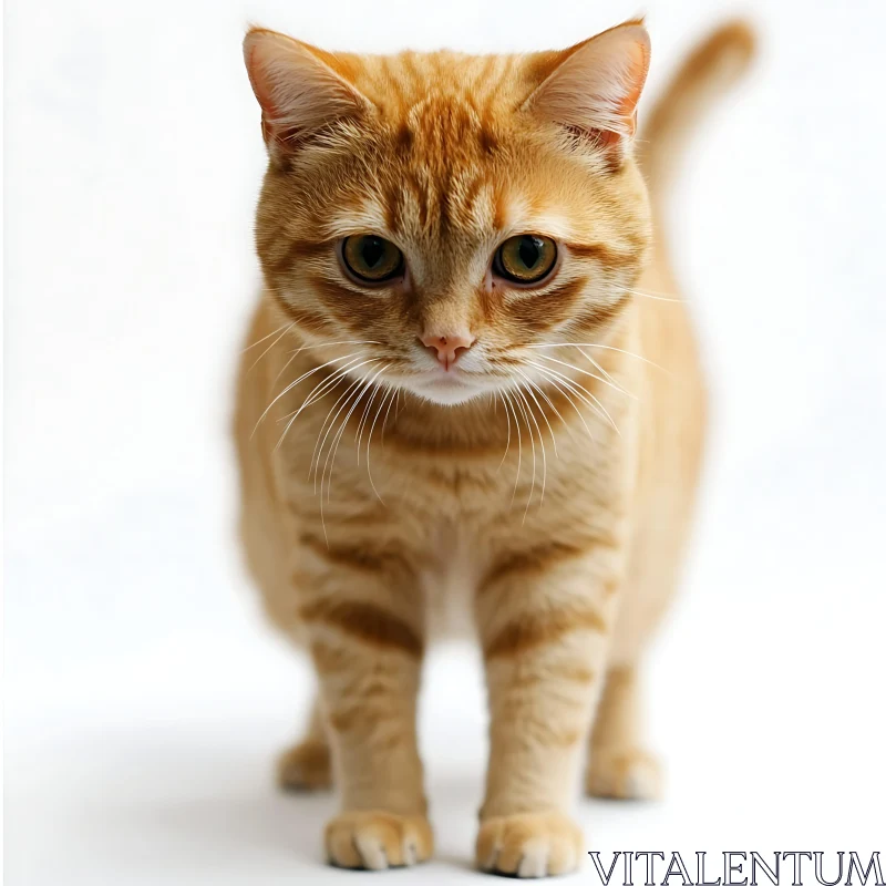 Ginger Feline with Striking Green Eyes AI Image