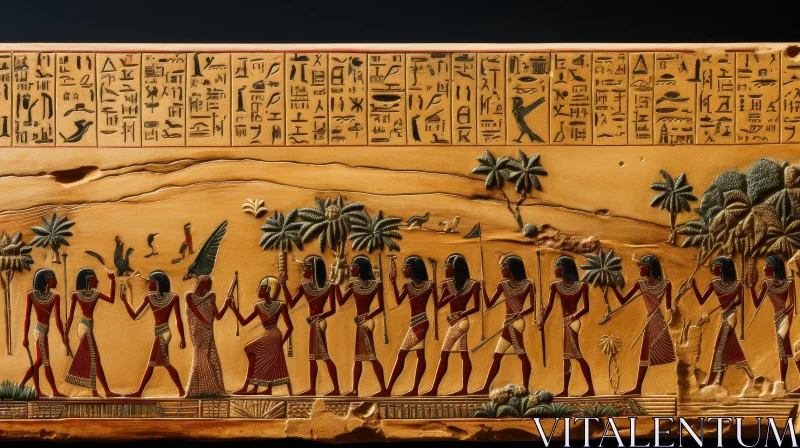 Ancient Egyptian Procession Painting AI Image