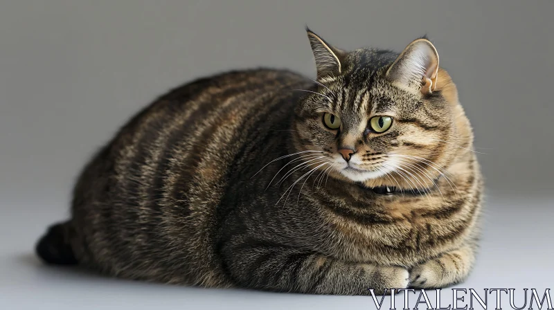 Large Tabby Cat Resting AI Image