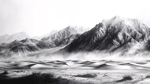 Contrasting Mountain and Desert Landscape Art