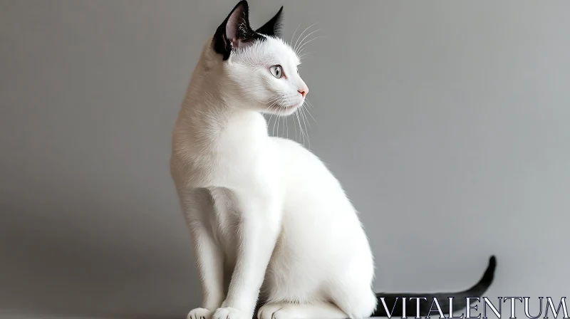 Graceful White Cat with Captivating Eyes AI Image