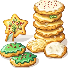 Assorted Holiday Cookies with Vibrant Decorations