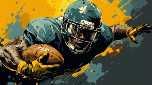Dynamic American Football Player Digital Painting