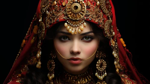 Serious Young Woman in Oriental Jewelry