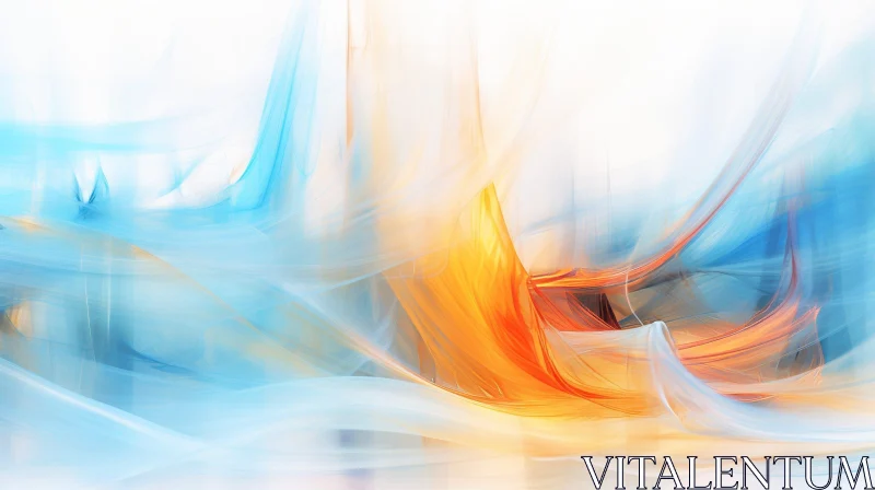 Tranquil Abstract Painting in Blue, Yellow, and Orange AI Image