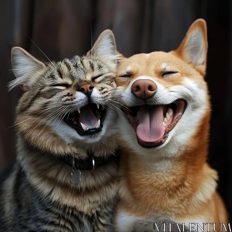 Joyful Cat and Dog Companions AI Image