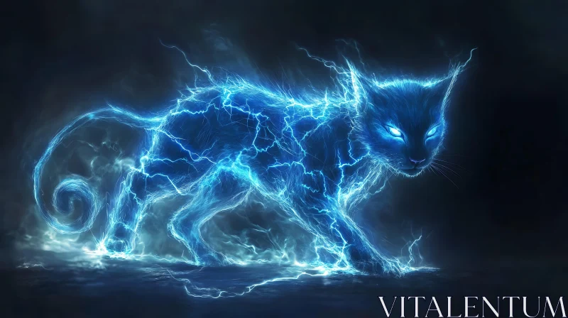 AI ART Electric Neon Cat Art